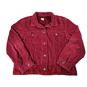 J Jill Jacke Damen Large Deep Red Wide Wale Cord Samt Trucker - Bild 1 von 7