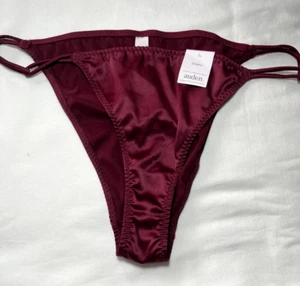 Panties Woman’s L Shiny Cheeky Double String Satin Bikini Hi Cut Leg NWT - Picture 1 of 4