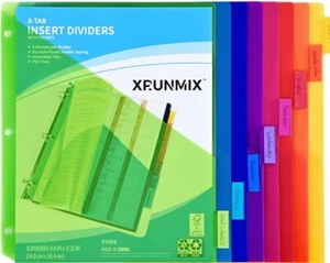 8 Pack Dividers with Pockets, 8 Tab Dividers for 3 Ring Binder with Pockets, Sub - Picture 1 of 6