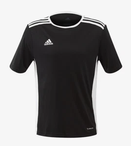Adidas Entrada 18 JSY T-Shirt CF1035 In Black & Blue, Boys Kids, Football Sports - Picture 1 of 8