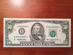 1993 Rare $50 New York (B) Fed Res Note Fr 2125-B - Crisp AU - B30560860C - Picture 1 of 2