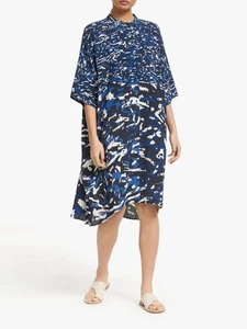 Kin John Lewis Blue White Oversized Midi Shirt Dress Pockets Extra Large 16-18 - Picture 1 of 12