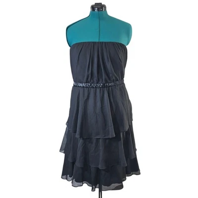 Vestido Vintage Negro Órrido Sin Tirantes Volantes En Niveles - Fiesta Cóctel Para Mujer 2 Foto 1 de 4