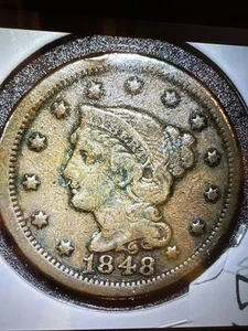 1848 Coronet Head Large One Cent 1c #55 - Picture 1 of 2
