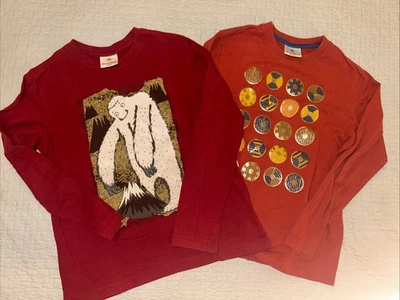 Hanna Andersson 140 10 Boy Nordic Yeti Monster Applique Shirt LOT Of 2 Long - Image 1 of 4