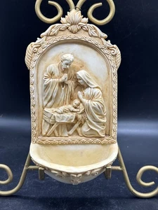 Nativity Holy Water Font 6.5" H Resin Holy Family Christmas Catholic Home Gift - Picture 1 of 6