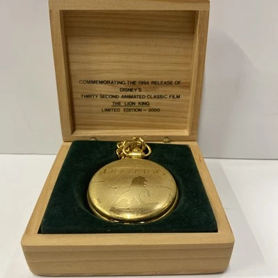 Reloj Bolsillo Dinsey Rey León LE 5000 Caja Madera 1994 Película Lanzamiento No Probado Foto 1 de 4