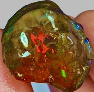 47 kt afrikanischer schwarzer Opal Kristall natürlich roh Farbspiel Edelstein Facettenqualität - Bild 1 von 5