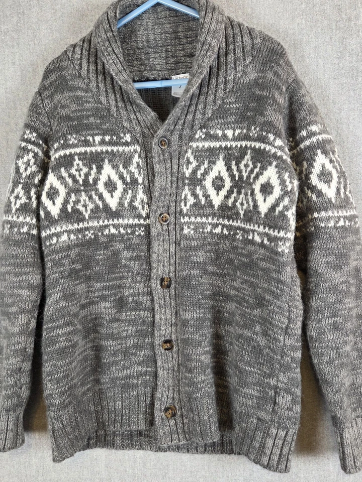 Carters Boys 7 Gray Fair Isle Nordic Button Cardigan Sweater Wool Grandpa Dad - Image 1 of 4