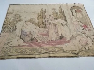 Vintage French Arabic Kingdom Scene Wall Hanging Tapestry 190x140cm - Picture 1 of 12