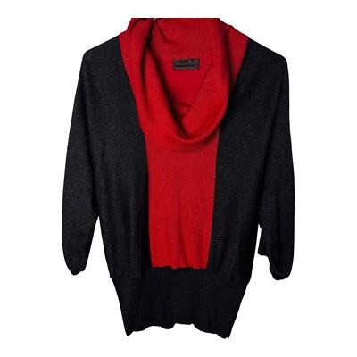 Suéter Style & Co Cuello Capucha Manga Larga Rojo/Negro/Metálico Talla Pequeña Grande Foto 1 de 4