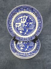 set 6 Staffordshire Blue Willow 10" Dinner Plate Knotted Rope Mark 1890s u-10G