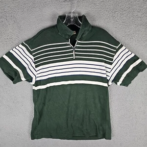 Vintage Levi's Polo 1/4 Zip Shirt Mens Large Striped Performance Short Sleeve - Picture 1 of 9