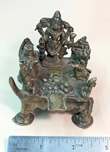 Antique Hindu Bronze Shaivaite Altar -Shiva Parvati-Ganesh-Snake protector - Picture 1 of 3