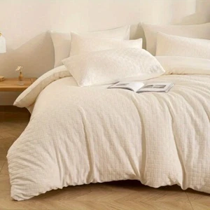Waffle Comforter Sets Polyester Bedding Set Soft Lightweight Breathable Knitted - Picture 1 of 11
