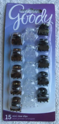 15 Goody Small Claw Clips Mini 1/2" Hair Jaw Plastic Black Clear Tortoise Brown - Image 1 of 4