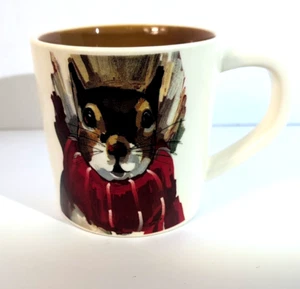 "TAZA DE CAFÉ MAGENTA CERÁMICA INVIERNO ARDILLA CON INTERIOR MARRÓN 4"" - USADA EN EXCELENTE ESTADO" - Imagen 1 de 8