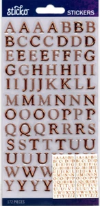 STICKO ALPHABET STICKERS - COPPER FOIL GOUDY - SMALL - Approx 12mm - 2 SHEETS - Bild 1 von 1