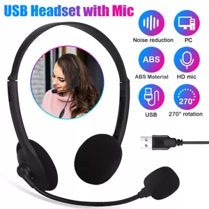 USB Headset Kopfhörer mit Mikrofon Noise Cancelling für PC Computer Anruf Chat - Bild 1 von 15