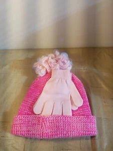 Capelli New York Girls Pink Pom Pom Knit hat/Gloves Size M/L - Picture 1 of 6
