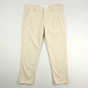 Frank & Eileen Wicklow Pants Womens 6 Beige Cotton Stretch Cropped Raw Hem Chino - Picture 1 of 14