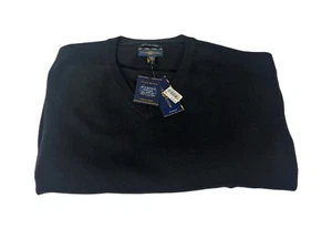 Maglione Club Room tinta unita scollo a V misto lana merino uomo XXL nero pullover nuovo con etichetta - Foto 1 di 7