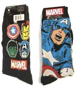 Hyp Marvel Captain America Pose Calcetines de la tripulación de los hombres 2 pares Pack Zapato talla 6-12 - Imagen 1 de 3