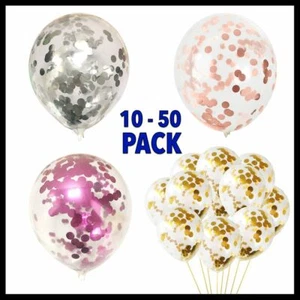 30cm Confetti Balloons Clear Latex Helium Balloon Birthday Party Wedding Glitter - Picture 1 of 16