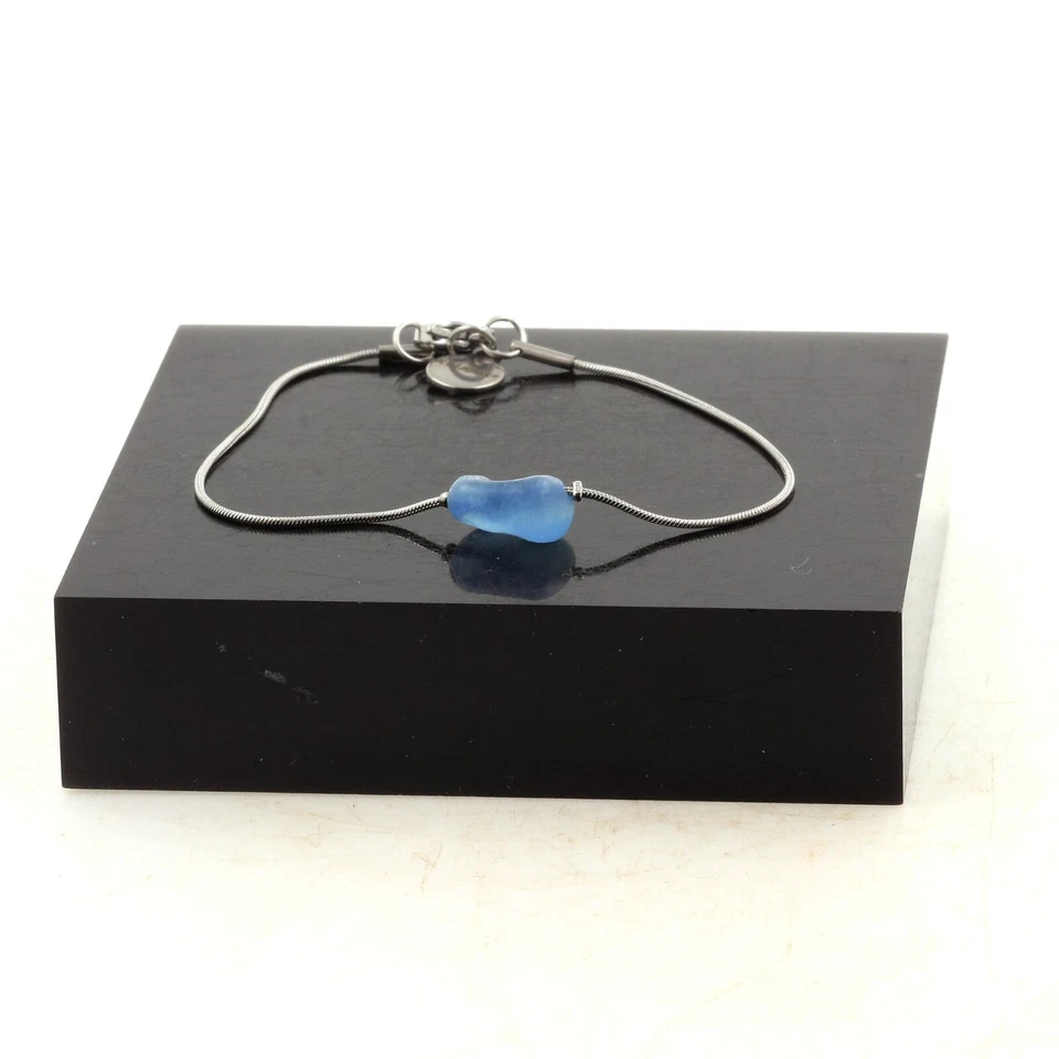 Armband Aus Edelstahl 1 Perle Aquamarin Aus Brasilien In Freier Form 5 Mm - Bild 1 von 1