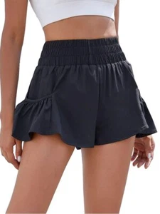 High Waisted Running Shorts Women Quick Dry Flowy Gym Shorts with Pockets - Picture 1 of 6