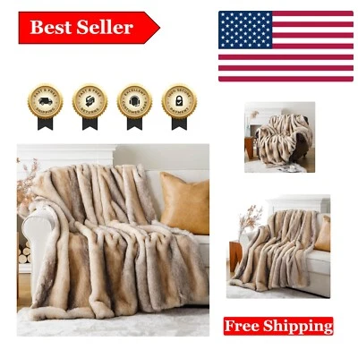 Elegante manta de piel sintética amarilla y gris - Ideal para solo o compartir, 60"x80" Foto 1 de 4