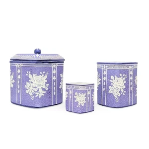 Nippon Lavender Moriage "Jasperware" 3-teiliges Set - Bild 1 von 12