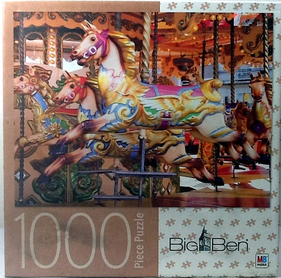 Rompecabezas Carrusel Caballos Claire Plumridge 1000 piezas 20" X 27" Big Ben Foto 1 de 1