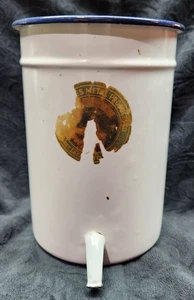 Vintage Emaillegeschirr medizinischer Irrigator 7,5" weiß mit blauem Rand und Ausguss - Bild 1 von 5