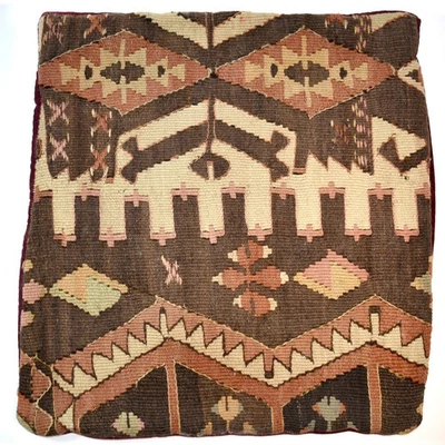 Vintage 15" Turco Kilim - Tapete de Lã Tecido à Mão Travesseiro - Apenas Capa - Com Zíper - Imagem 1 de 4