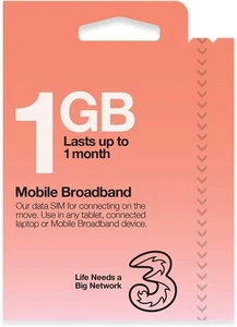 Drei mobile Breitband Sim Karte mit 24GB Daten für den Einsatz in iPad, Tablet, Dongle - Bild 1 von 24