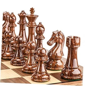 High Polymer Weighted Chess Pieces with 4.25'' King - 2 Extra Queens - Gift - Picture 1 of 8