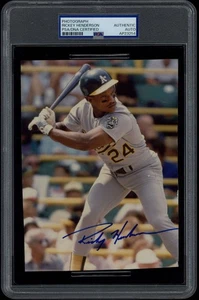 Rickey Henderson Photo 5.25"x7.5" A's PSA/DNA Signed Auto Slab ID: 500768 - Picture 1 of 2