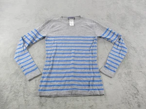 Patagonia maglione donna piccolo grigio blu a righe lana merino girocollo pullover - Foto 1 di 8