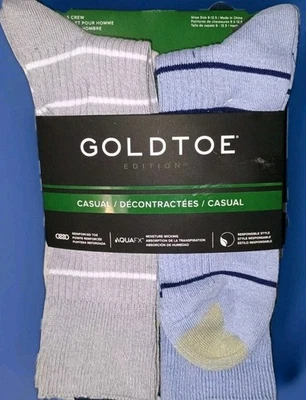 NOVO 6 Pares de Meias Casuais GoldToe Gold Toe Listradas com nervuras - Frete Grátis!  - Imagem 1 de 4