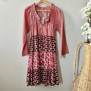 Neu mit Etikett Ro’s Garden kurzes Sonia Rüschenkleid Phoenix Größe Medium 100 % Baumwolle rot - Bild 1 von 10