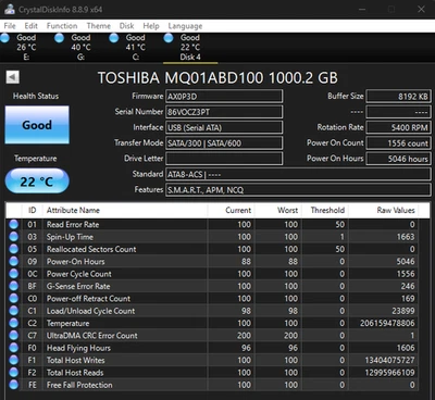 Toshiba MQ01ABD100V 1TB 5400 RPM 2.5 inch Internal Laptop Drive LOW 5046 HOURS - Image 1 of 3
