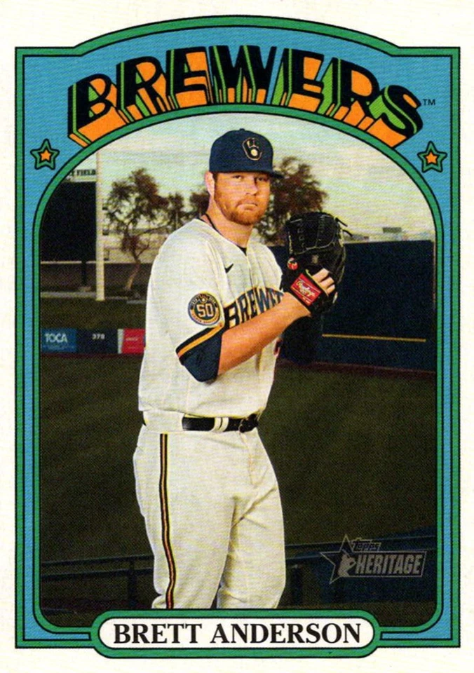 Topps Heritage 2021 Brett Anderson Milwaukee Brewers #157 Foto 1 de 2
