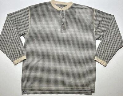 Vintage The Territory Ahead Mens XL Henley Shirt Knit Sweater Retro Pattern Tan - Image 1 of 4