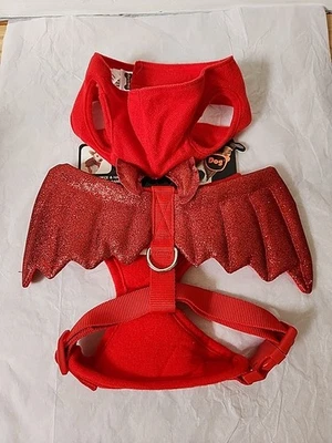 Fiesta Perro Diablo Rojo Mascota Halloween Disfraz Arneses Sombrero Cuernos Talla Mediana Nuevo Foto 1 de 4