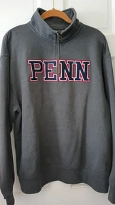 Vintage Jansport PENN Sweatshirt Stehkragen 1/4-Reißverschluss grau Fleece UPENN Quäker Large - Bild 1 von 7