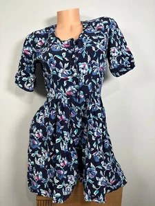 Vintage Dawn Joy Shorts Romper sz 5/6 Floral Button Down Black Blue One Piece - Picture 1 of 16