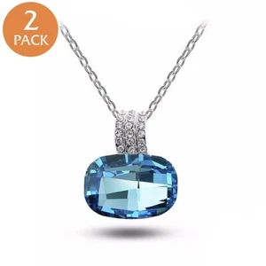 Elegant Blue Topaz Women Jewelry 925 Sterling Silver Necklace (Pendant + Chain) - Picture 1 of 7