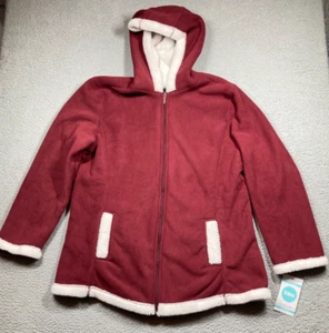 Totes Jacket Women's XL Burgundy Hooded Monkey Fleece Full Zip Up Cozy NEW - Picture 1 of 15