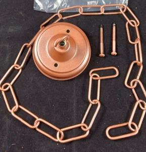 Vintage Soft Copper 84mm CEILING ROSE chandelier hook with chain , screws. - Picture 1 of 5